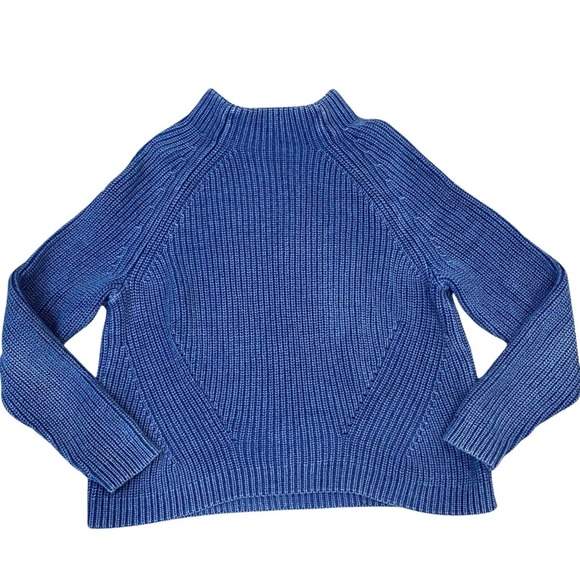 Outerknown Blue Knit Sweater Women’s Size Medium M Organic Cotton Crop - Picture 1 of 6